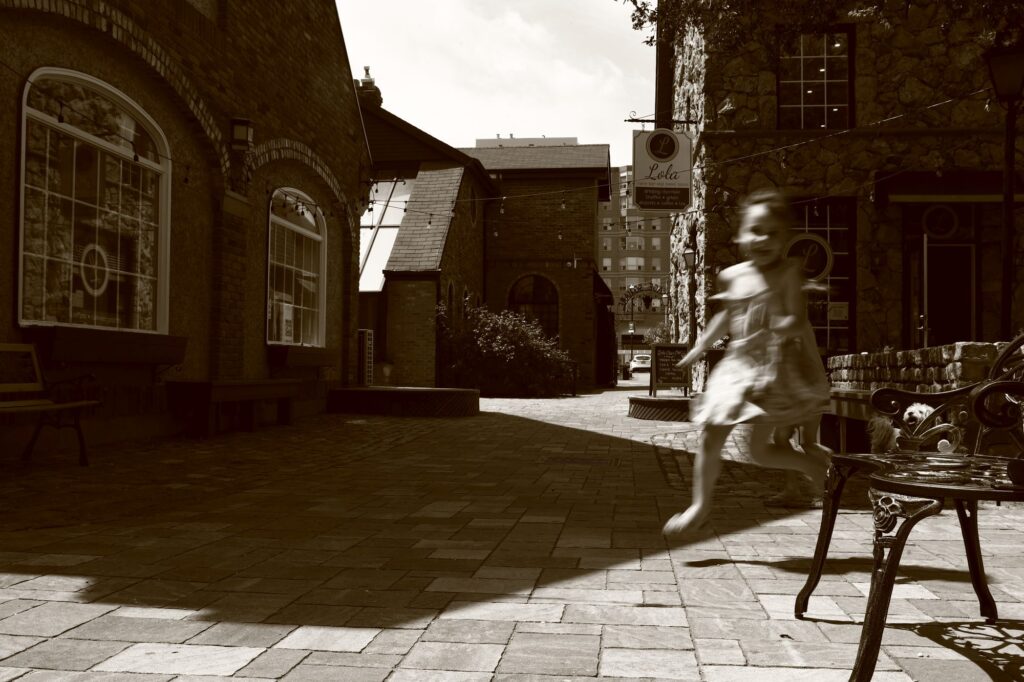 Sepia image in Burlington Village Square Street photography image captured without post-processing